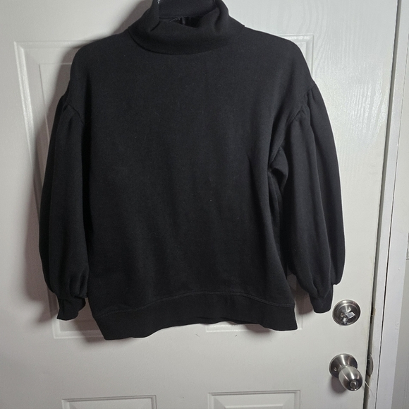 Zara Tops - ZARA Black Puff Sleeve Turtleneck Sweatshirt – Size Small